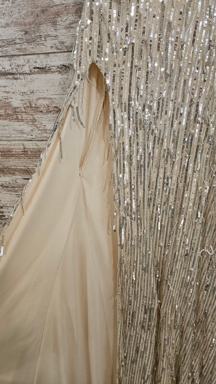 GOLD FEATHER LONG DRESS (NEW)