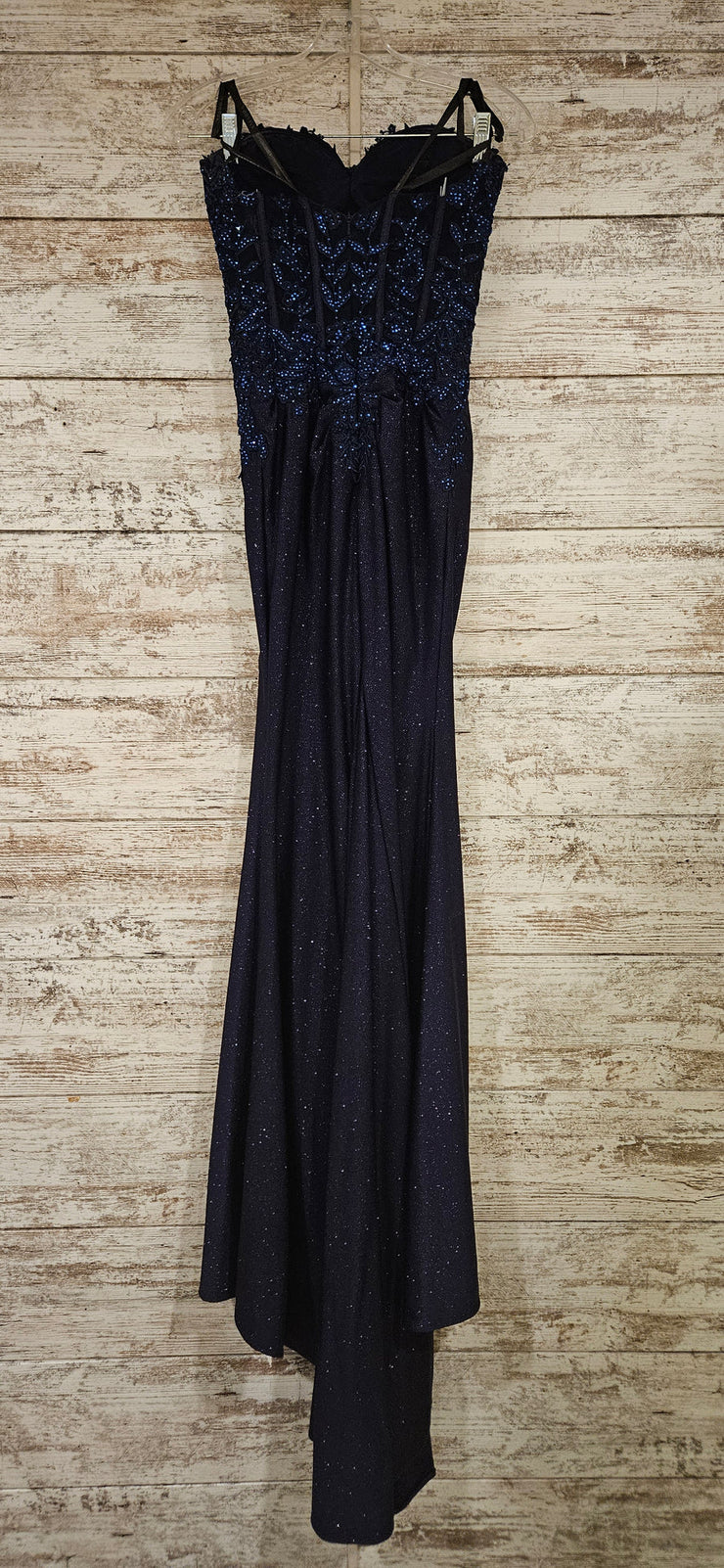 NAVY SPARKLY LONG EVENING GOWN