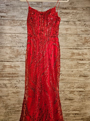 RED SPARKLY LONG EVENING GOWN