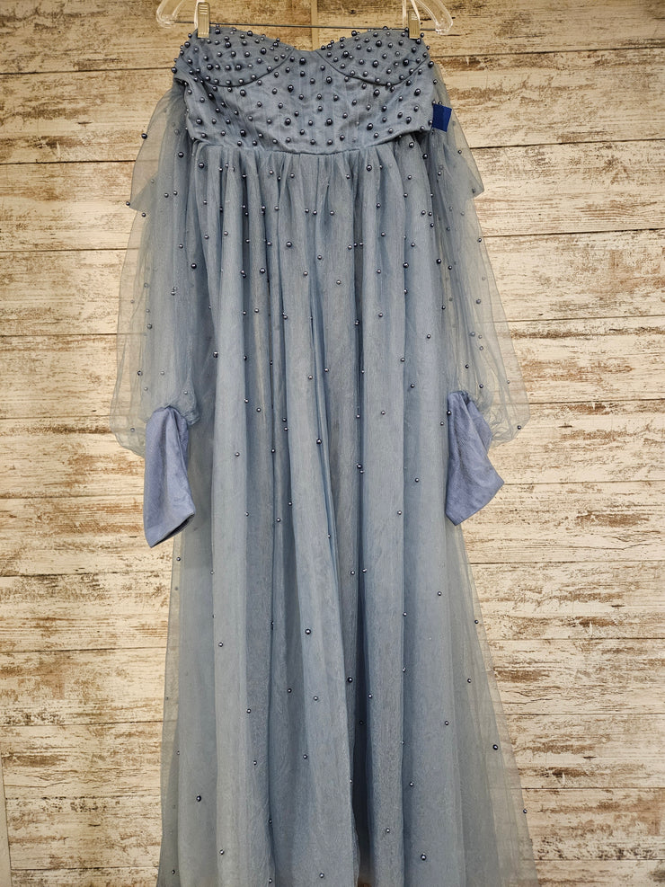 BLUE BEADED A LINE GOWN (NEW)