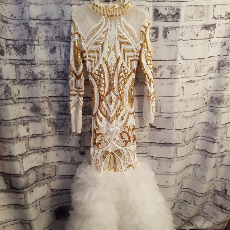 WHITE AND GOLD MERMAID DRESS