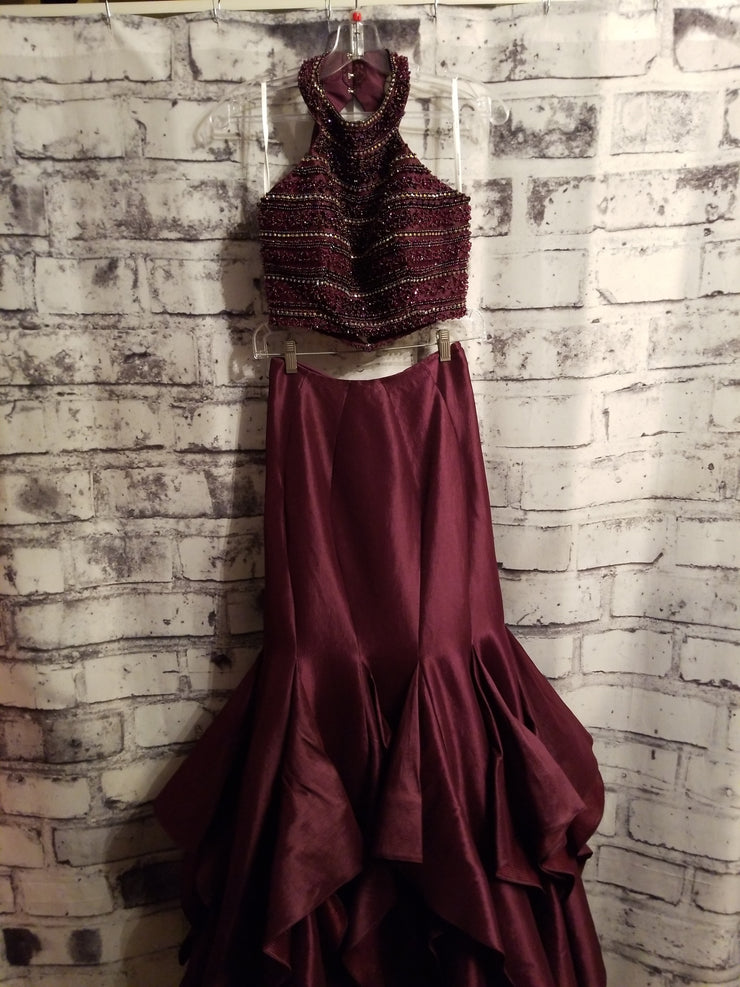 BURGUNDY 2 PC. MERMAID GOWN
