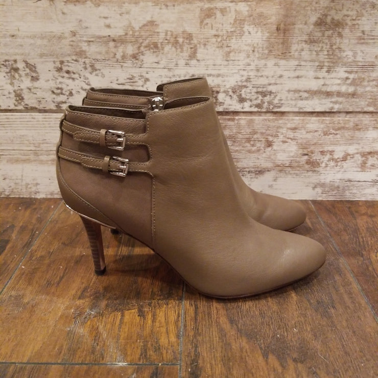 TAN LEATHER SHORT BOOTS $195