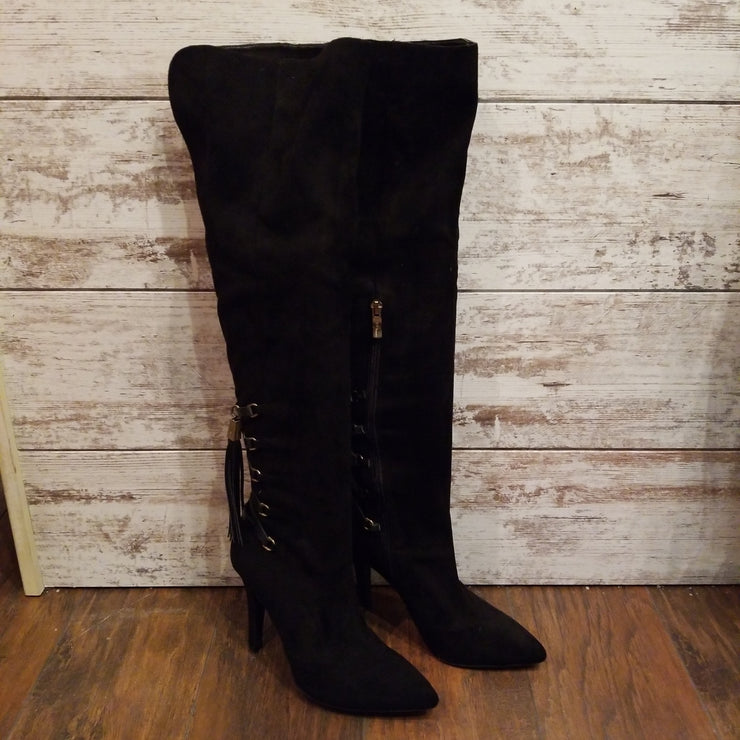 BLACK SUEDE TALL BOOTS $428