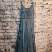 BLUE SPARKLE A LINE GOWN