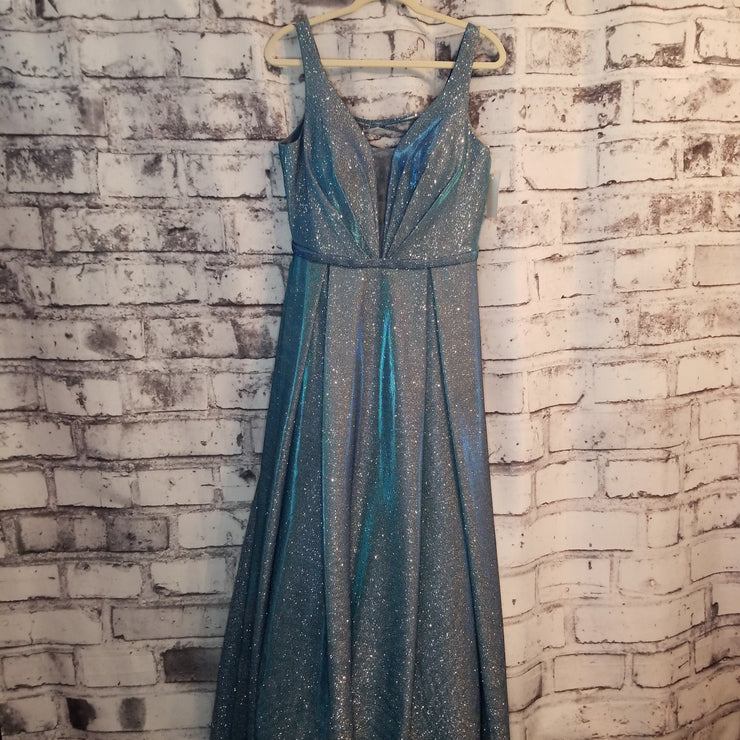 BLUE SPARKLE A LINE GOWN