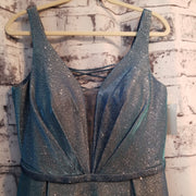 BLUE SPARKLE A LINE GOWN