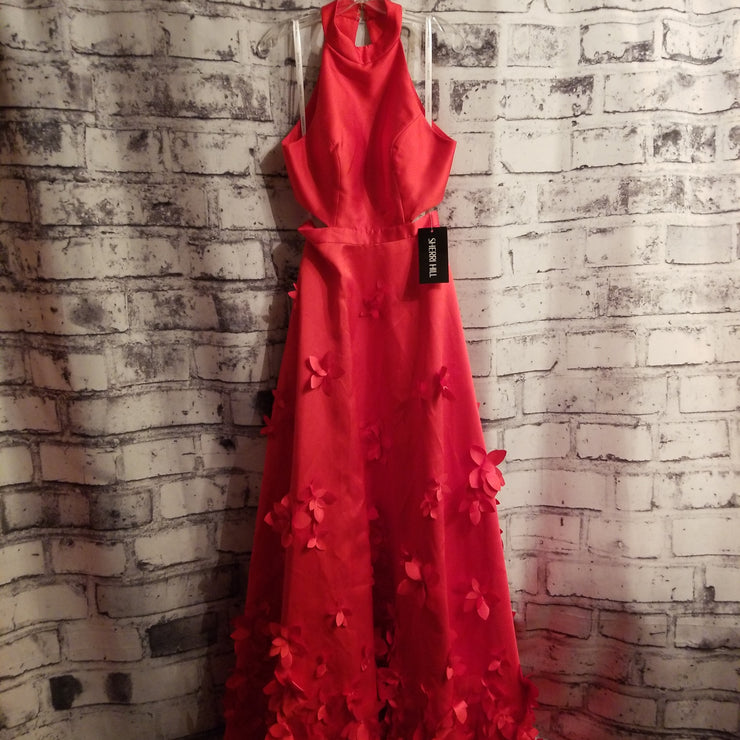 RED ALINE 3D FLOWERS GOWN -NEW