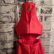 RED ALINE 3D FLOWERS GOWN -NEW