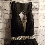 BLACK GLITTER A LINE GOWN