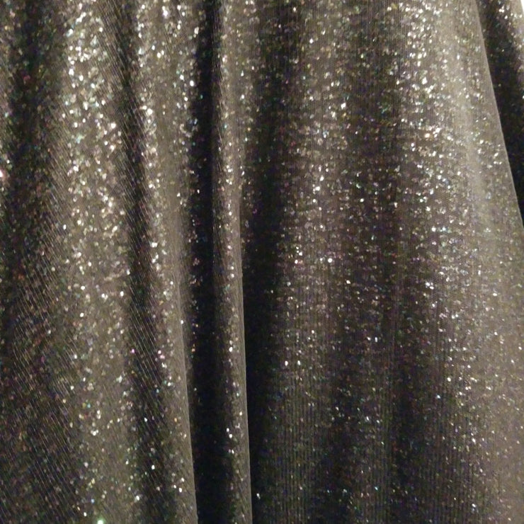 BLACK GLITTER A LINE GOWN