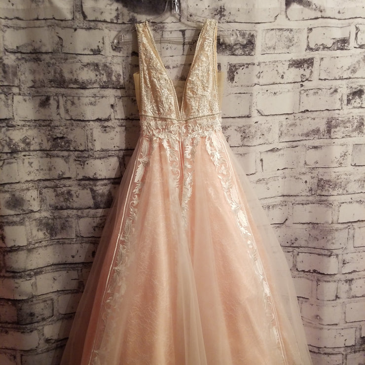 PEACH/IVORY A LINE GOWN (NEW)