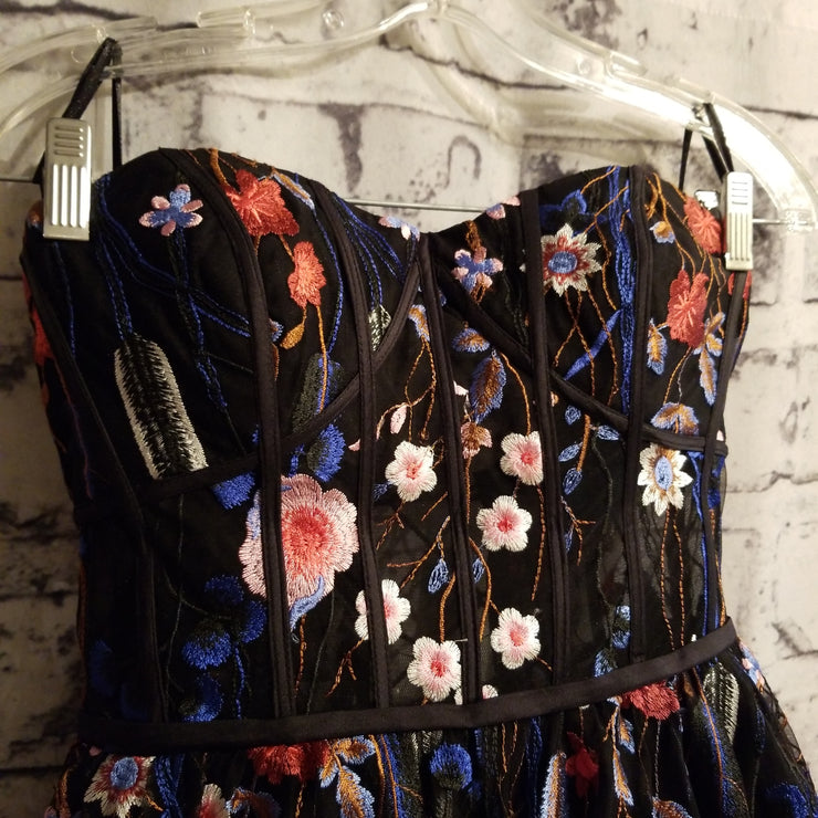 BLACK/FLORAL A LINE GOWN (NEW)