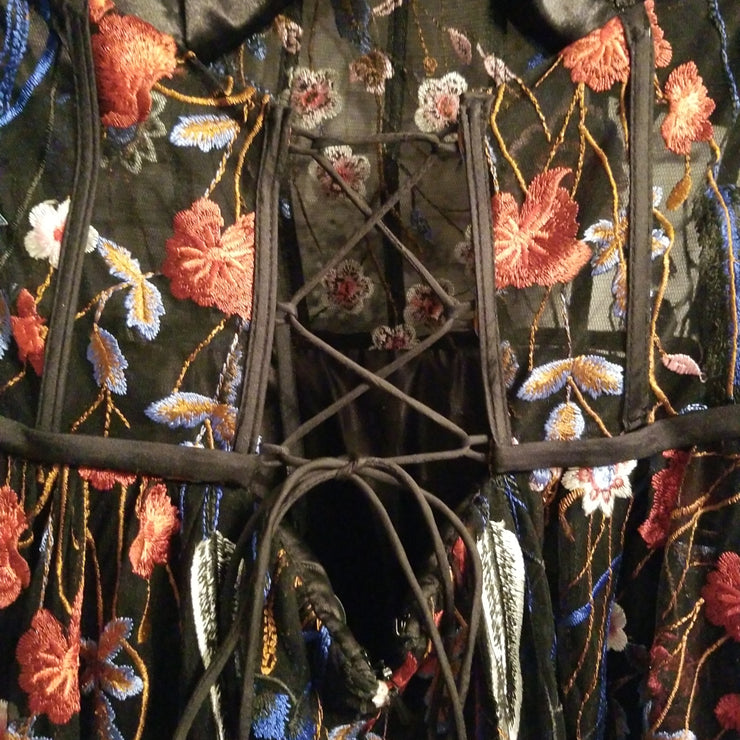 BLACK/FLORAL A LINE GOWN (NEW)