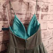 GREEN SPARKLY A LINE GOWN- NEW