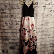 BLACK/FLORAL A LINE GOWN - NEW