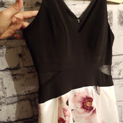 BLACK/FLORAL A LINE GOWN - NEW
