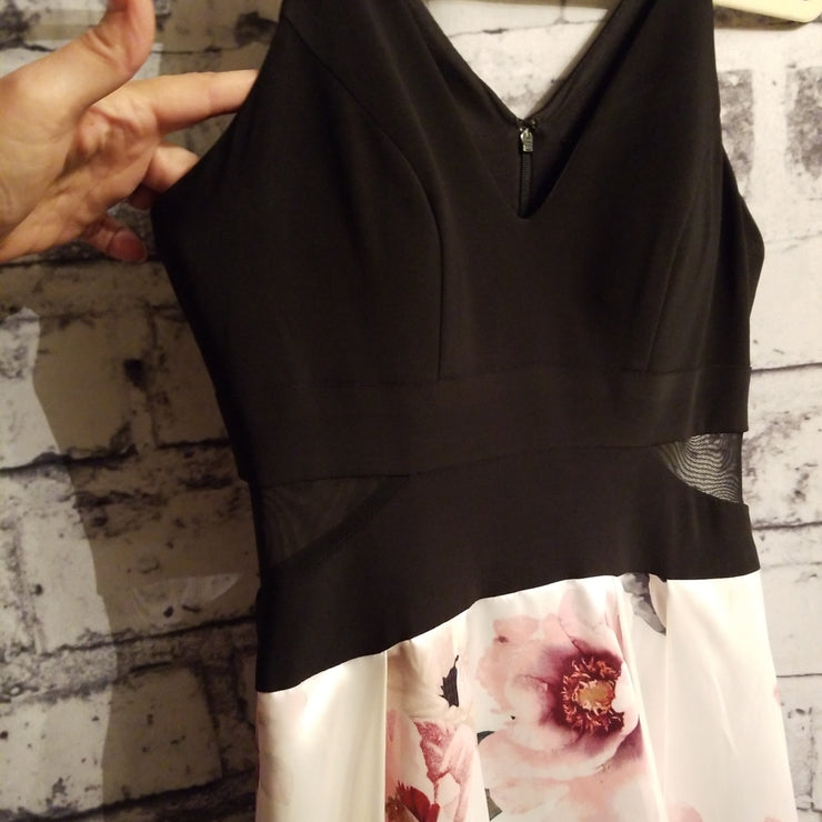 BLACK/FLORAL A LINE GOWN - NEW