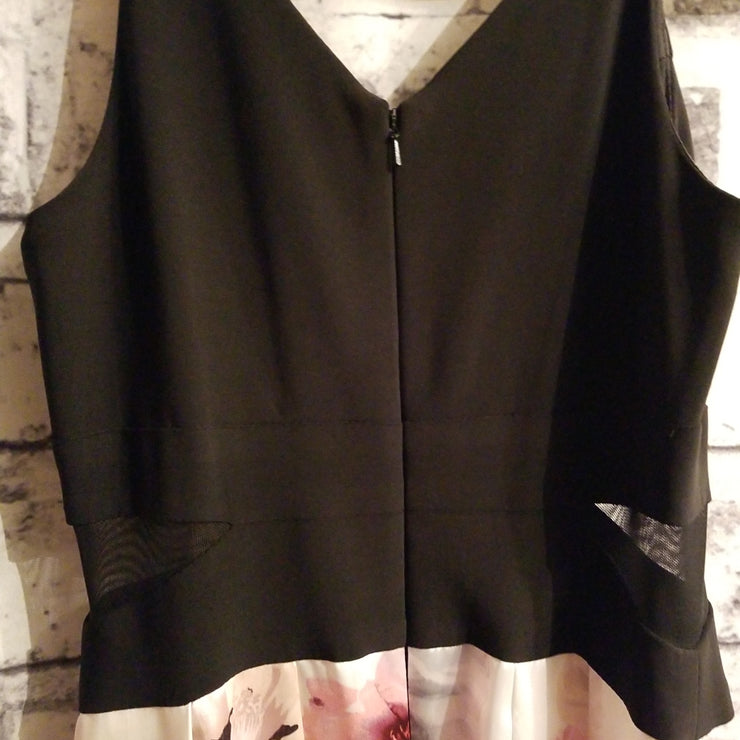 BLACK/FLORAL A LINE GOWN - NEW