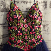 NAVY/FLORAL PRINCESS GOWN