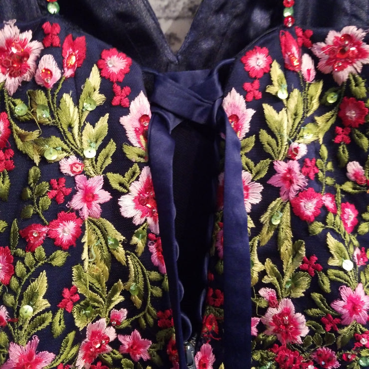 NAVY/FLORAL PRINCESS GOWN