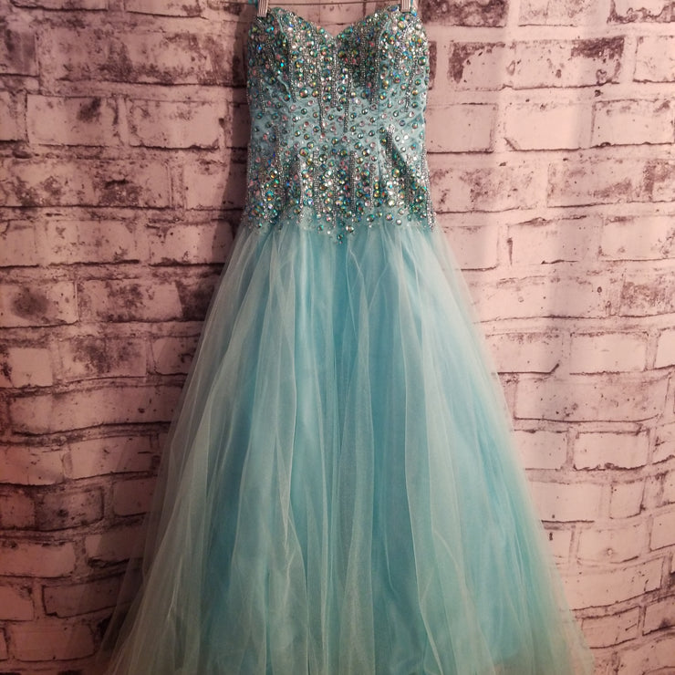 TURQUOISE A LINE PRINCESS GOWN