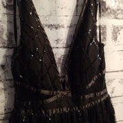 BLACK/FLORAL A LINE GOWN (NEW)