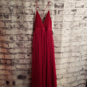 RED SHEER LONG EVENING GOWN