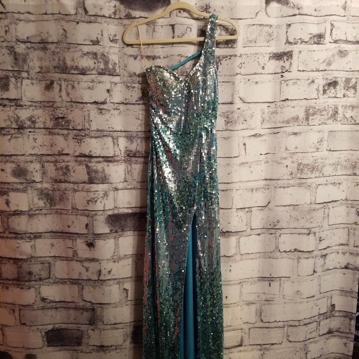 BLUE FULL SEQUIN LONG DRESS