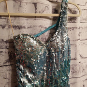 BLUE FULL SEQUIN LONG DRESS