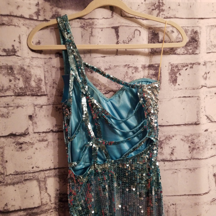 BLUE FULL SEQUIN LONG DRESS