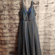 BLUE SPARKLY A LINE GOWN (NEW)