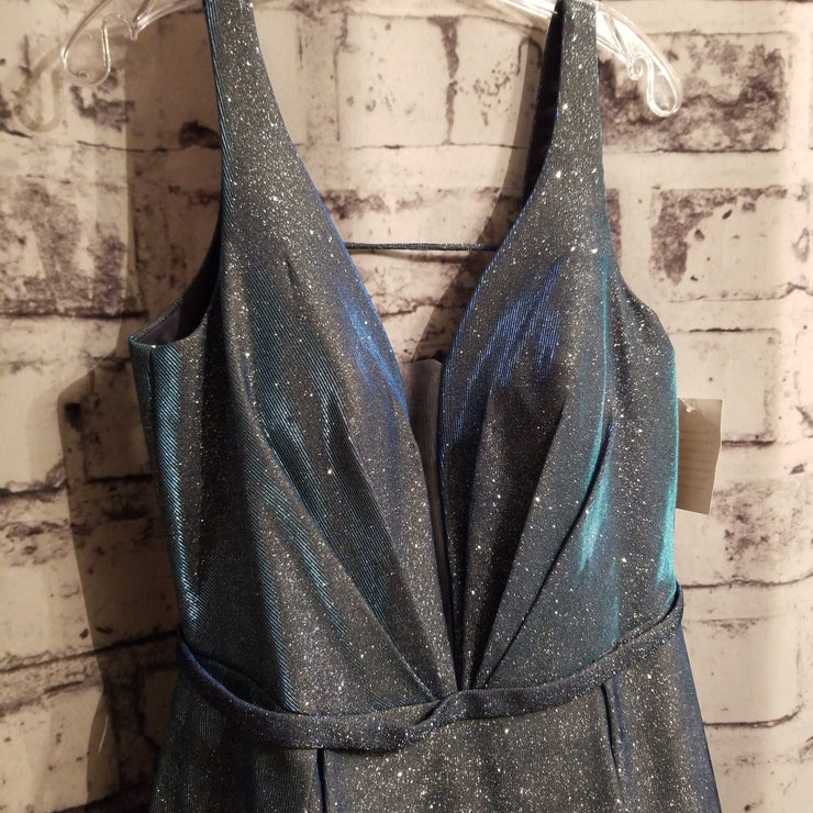 BLUE SPARKLY A LINE GOWN (NEW)