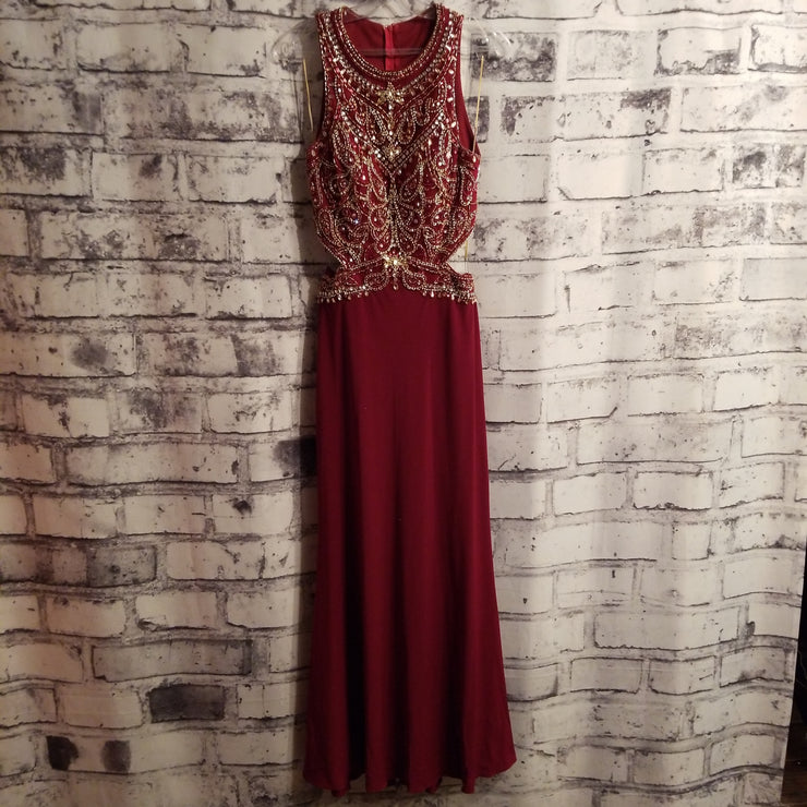 BURGUNDY/GOLD LONG GOWN