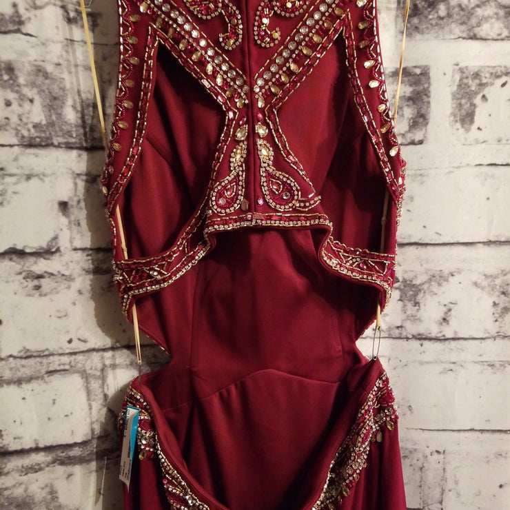 BURGUNDY/GOLD LONG GOWN