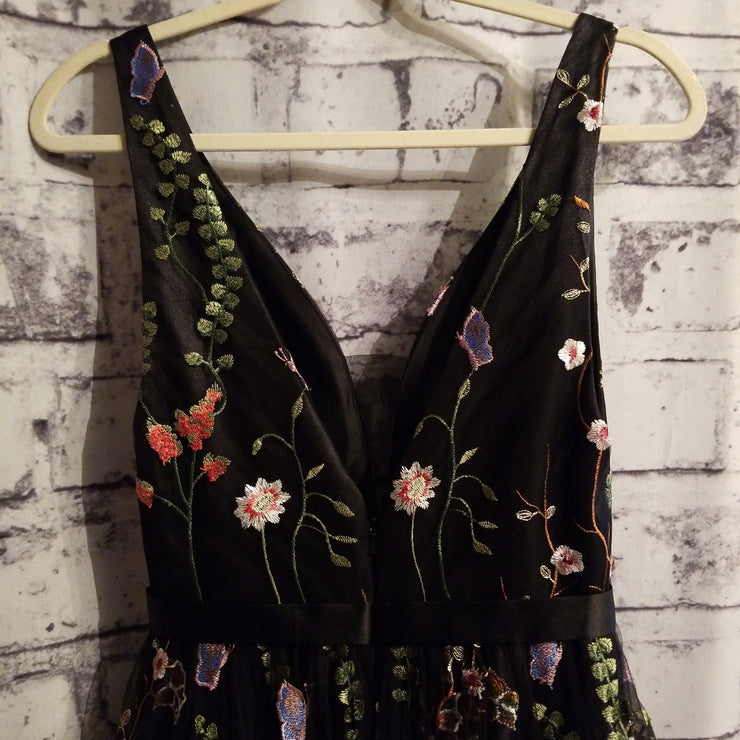 BLACK/FLORAL A LINE GOWN (NEW)