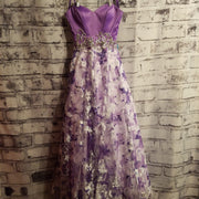 PURPLE/FLORAL A LINE GOWN