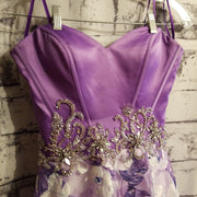 PURPLE/FLORAL A LINE GOWN