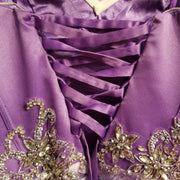 PURPLE/FLORAL A LINE GOWN