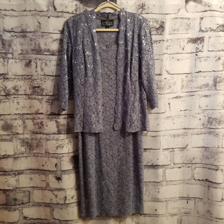 GRAY/BLUE 2 PC.SHORT DRESS SET