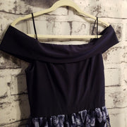 NAVY/FLORAL A LINE GOWN