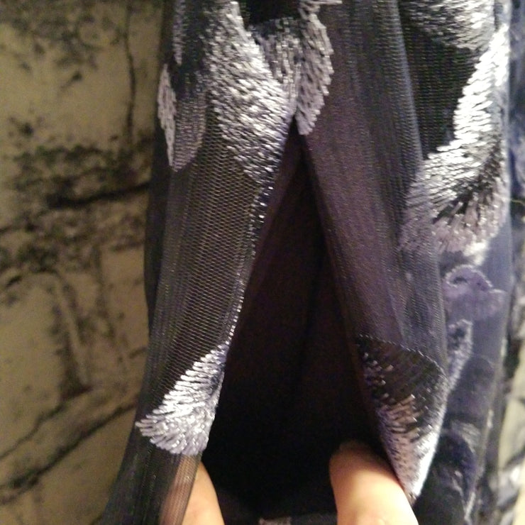 NAVY/FLORAL A LINE GOWN