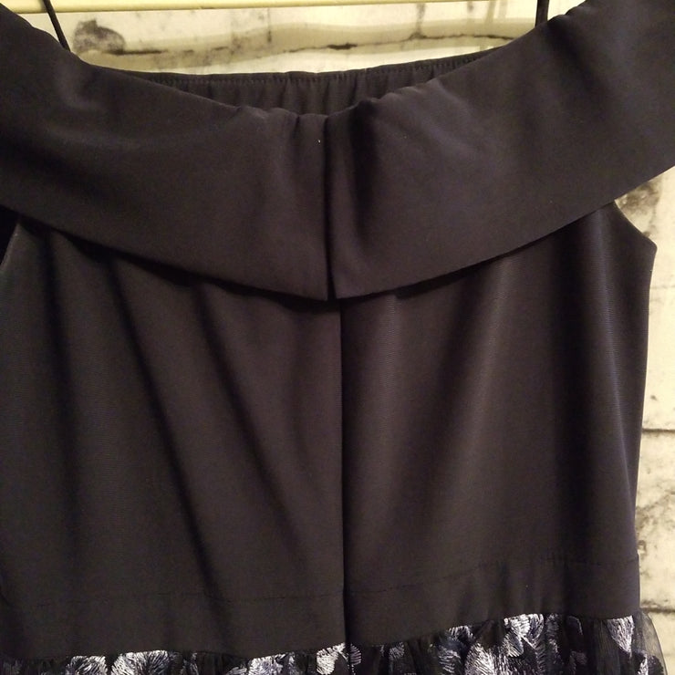 NAVY/FLORAL A LINE GOWN