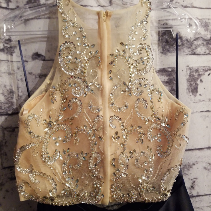 NAVY/TAN 2 PC. PRINCESS GOWN