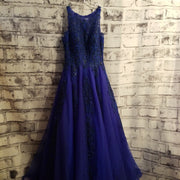 ROYAL BLUE A LINE GOWN