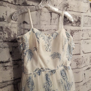 WHITE/BLUE A LINE GOWN