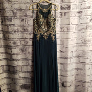 GREEN/GOLD LONG EVENING GOWN