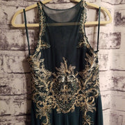GREEN/GOLD LONG EVENING GOWN