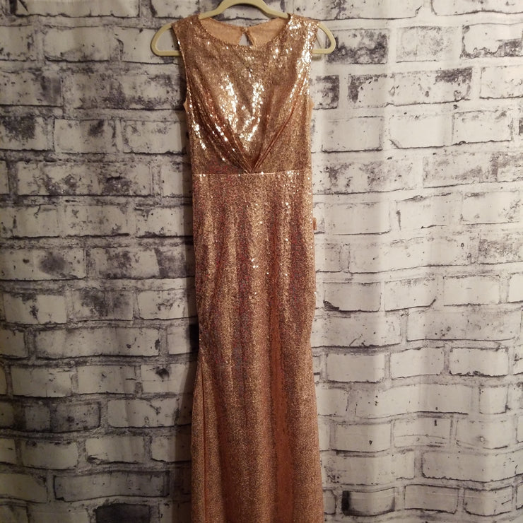 BLUSH/GOLD SEQUIN LONG DRESS (NEW)