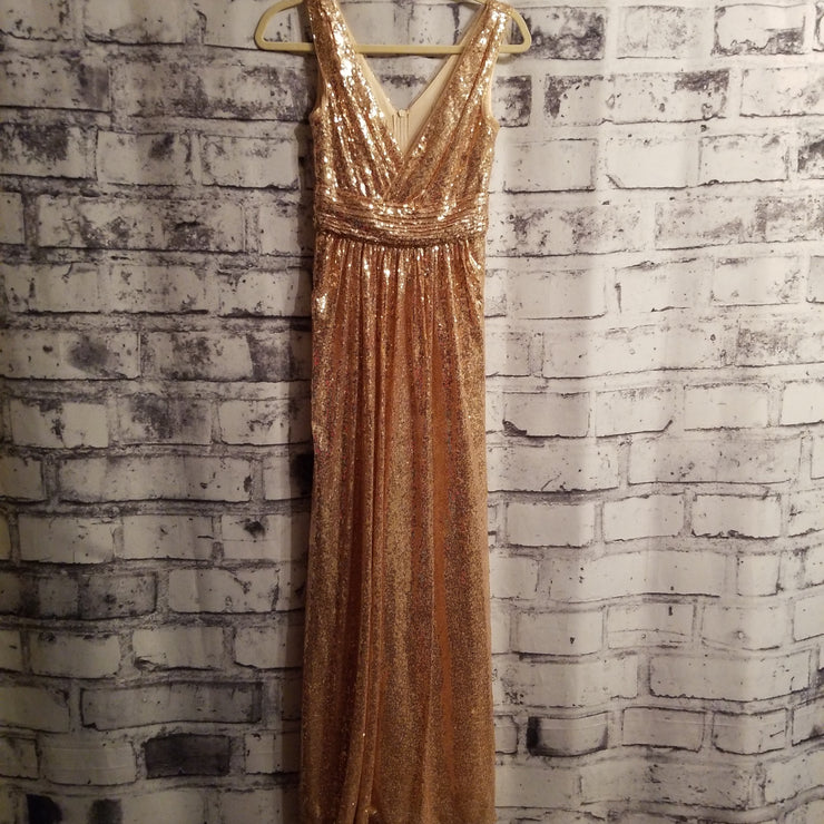 BLUSH/GOLD SEQUIN LONG DRESS (NEW)